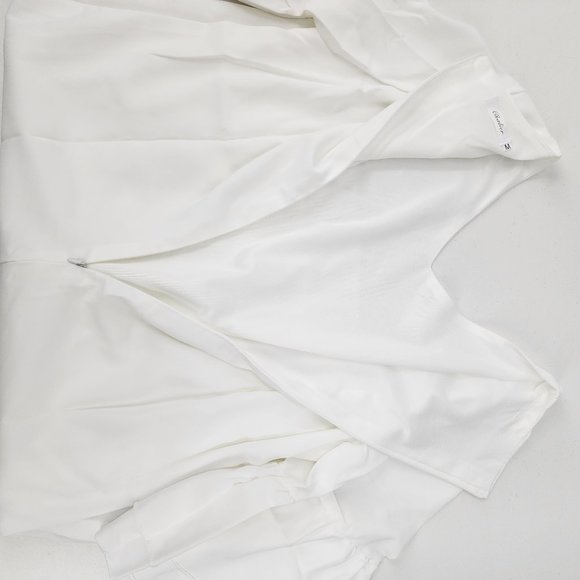 New Chalier Womens Medium White Ruffle Sleeve Shift Dress V-Neck Chiffon Poly - Picture 5 of 15